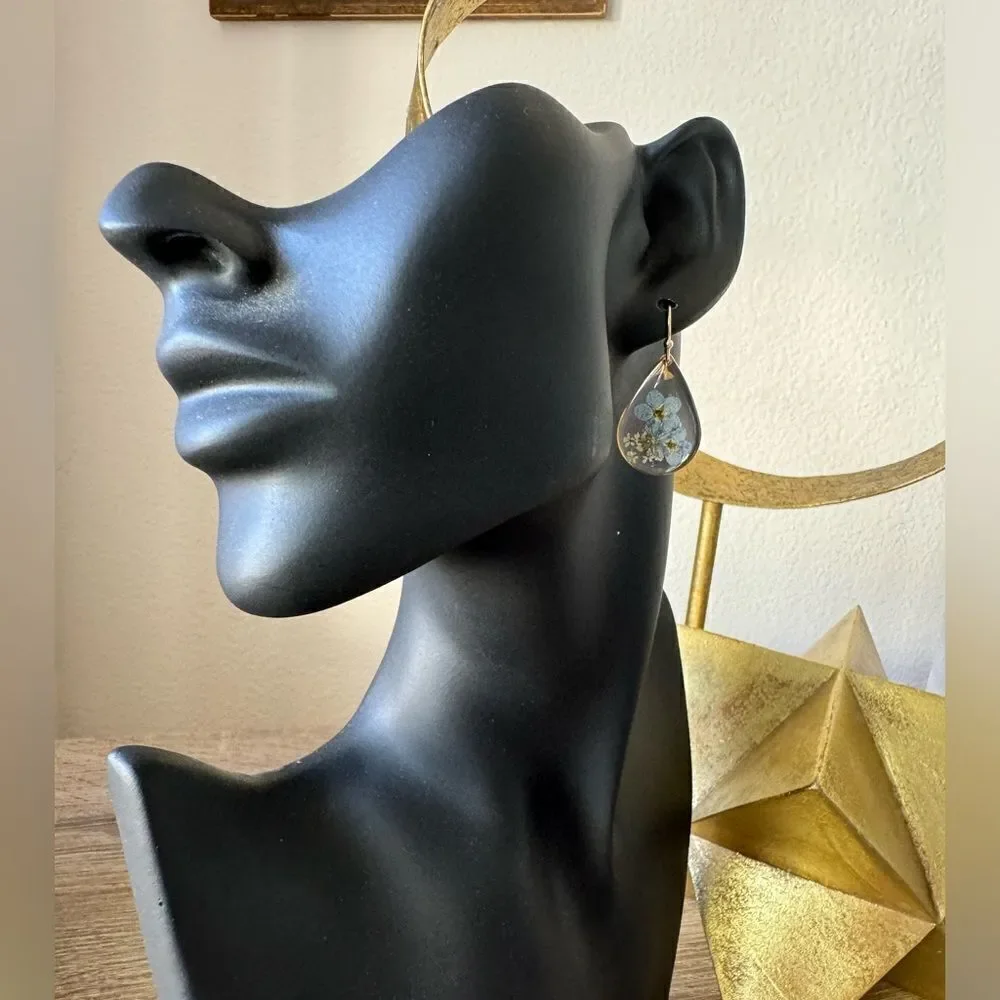 Dried blue earrings A942 - Picture 3 of 4